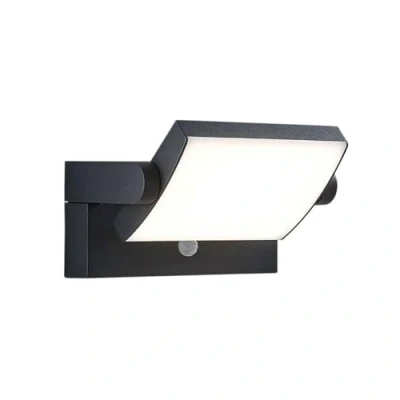 Image of Outdoor Wall Light &#039;Sherin&#039; with Motion Detector (Modern) in Black Made of Aluminium (1 Source,) from Lindby lamp for Exterior/Interior Walls, House, Terrace und Balcony