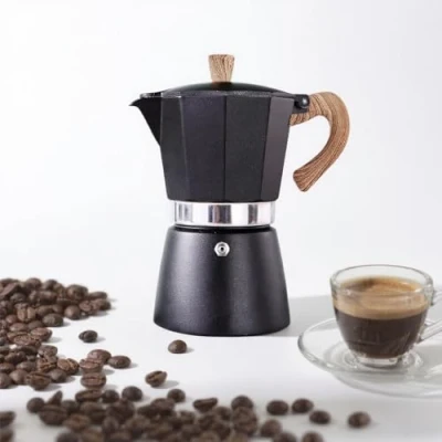 Image of AIFUSI Moka Pot, Italian Coffee Pot 6 Cup/10 oz Stovetop Espresso Maker Camping Manual Cuban Percolator Machine Greca Brewer