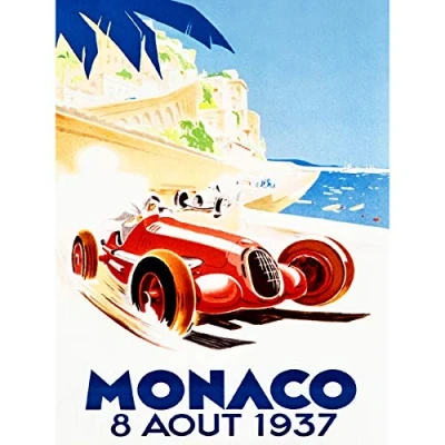 Image of Wee Blue Coo Racing Car Monaco 1937 Grand Prix Large Wall Art Poster Print Thick Paper 18X24 Inch