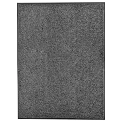 Image of vidaXL Indoor/Outdoor Doormat Machine Washable, Non slip PVC Backing Anthracite with Polyamide Surface, Short Hairs Rectangular, 90x120 cm
