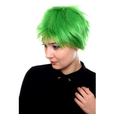 Image of Prettyland C968 one Piece Roronoa Zoro Short Hair Bright Green Straight Pixie Wild Wig