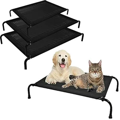 Image of Raised Dog Bed Medium Metal Frame Cot Elevated Pet with Breathable Mesh &amp;No Slip Rubber Feet, Lightweight &amp; Portable Bed, Outdoor for Travel and Garden, 106x62x15cm