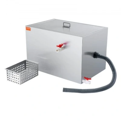 Image of VEVOR Commercial Grease Trap, 40 LBS Interceptor, Side Inlet Under Sink Stainless Steel 10 GPM Waste water Oil Separator, for Restaurant Canteen Home Kitchen