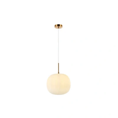 Image of Sykies Globe Ceiling Pendant Lamp 40W 1x E27 Frost White Glass, Ancient Brass