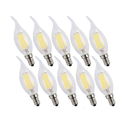 Image of ENGEYA E14 Led Candle Flame Light Bulb 4W 400 LM, 6500K Cool White,40W Incandescent Bulbs Equivalent,4w Small Edison Screw Clear Bulb,Non Dimmable,10 Pack