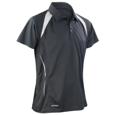 Image of Spiro Mens Sports Team Spirit Performance Polo Shirt (4XL) (Black/White)