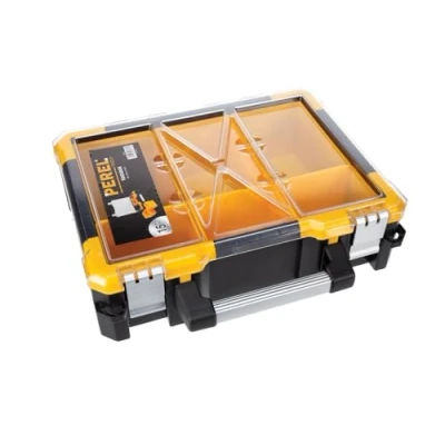 Image of Perel OSC15 15 Inch Plastic Storage Case with Removable Bins