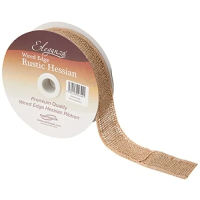 Image of Burlap Natural Hessian Wired Edge Eleganza Ribbon 32mm x 1 Metre