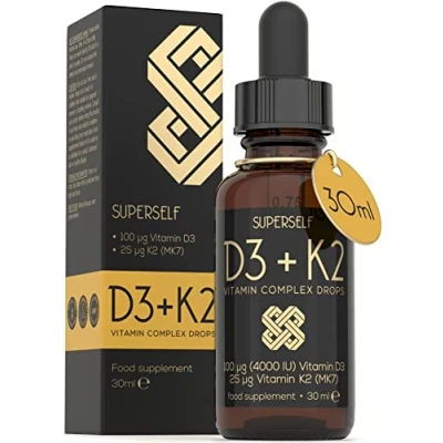 Image of Vitamin D Drops D3 K2 Liquid for Adults High Strength 4000 IU &amp; 25mcg 30ml 600 1000IU per 1 Drop Vegetarian Supplement with Oil Orange