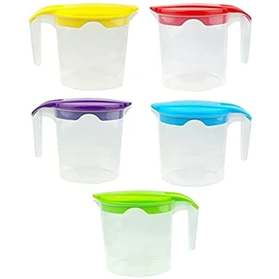 Image of Jug 1L Pitcher Colour&#039;s Lid Water Milk Juice Capacity 1 Litre
