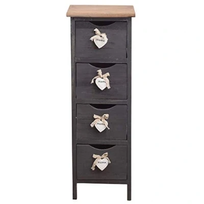 Image of Rebecca Mobili Cabinet Sideboard Chest Of Drawers Grey Wood Natural Shabby Chic Vintage French Bedroom Bathroom 71x25x25 cm (HxWxD) Art. RE4560
