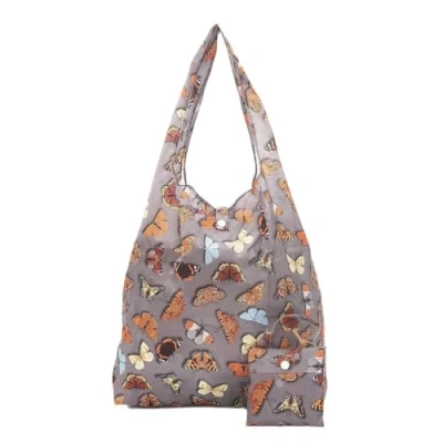 Image of ECO CHIC Lightweight Foldable Reusable Shopping Bag Water Resistant Tote (Wild Butterflies Grey)