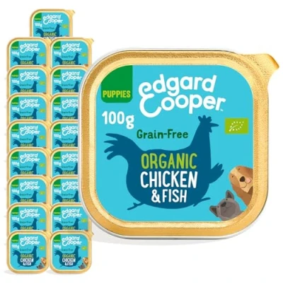 Image of Edgard &amp; Cooper Organic Adult Wet Dog Food (Chicken Fish Bio, 17 x 100g cup), Grain Free, Tasty Fresh Meat, High Protein Natural Ingredients, Biologic, Gluten Free