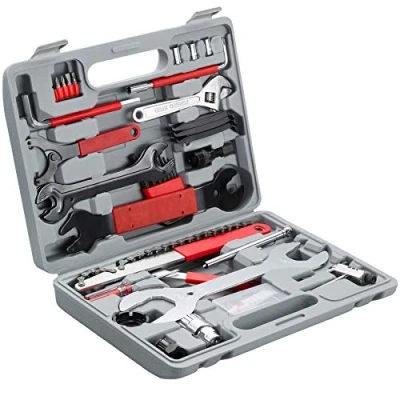 Image of tectake® 50 Piece Bike Tool Kit for Maintenance &amp; Repairs, Versatile Hard Shell Box Set in Robust Steel, Suitable Standard Types, Lightweight Portable Bicycle Repair with Handle