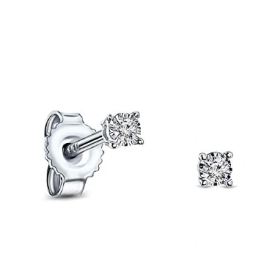 Image of Miore 4 prong stud earrings in 9 kt 375 white gold with brilliant cut diamonds 0.05 ct