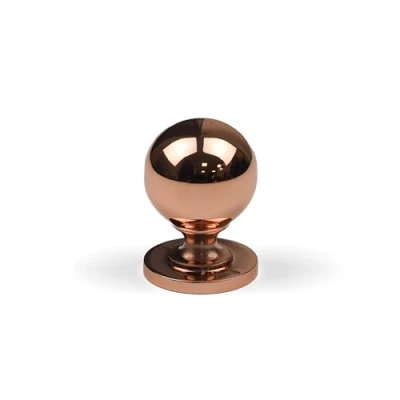 Image of Copper Rose Gold Round Kitchen Knob Cupboard Door Pull 31mm Diameter Polished Cabinet Furniture Drawer Upcycle Hardware
