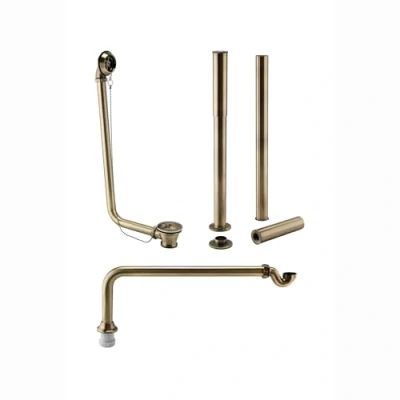 Image of ENKI, W51, Antique Brass Traditional Freestanding Roll Top Bath Pack, Shallow Seal Trap, Exposed Retainer Waste, Legs with Adjustable Shrouds