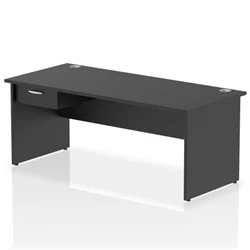 Image of Impulse 1800x800 Desk Black Top Panel End 1x1 Drawer Fixed Ped