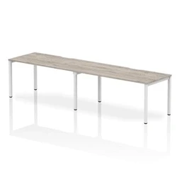 Image of Evolve Plus 1600mm Single Row 2 Person Desk Grey Oak Top White Frame
