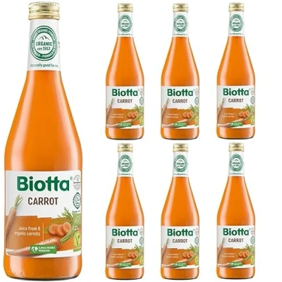 Image of Biotta Organic Carrot Juice Rich in Vitamin A which Contributes to the Maintenance of Normal Vision Source other Plant based Nutrients Not from Concentrate 500ml Pack 6