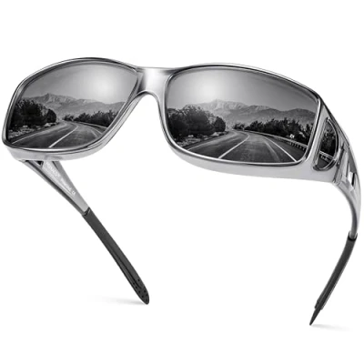 Image of Night Driving Glasses Fit Over for Men Women, Anti Glare Vision Yellow HD Wraparound Polarized