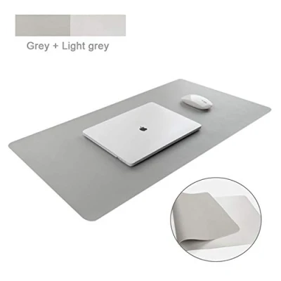 Image of Dricar Desk Pad, Large Double Sided Leather Office Mat, Non Slip Waterproof Keyboard Mouse Mat Writing Pad for Home (80 X 40 cm/ 31.5 15.7 in, Grey+Silver)