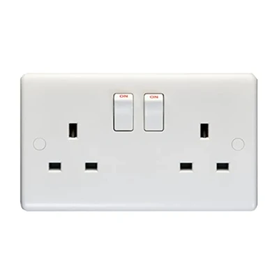 Image of Eurolite Enhance White Plastic 13A 2 Gang Switched Socket Double Pole