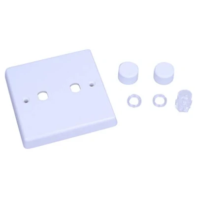Image of Varilight WQ2W White Plastic 2 Gang Dimmer Plate Only + Knobs