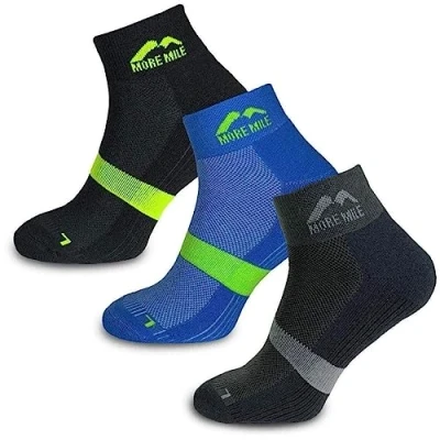 Image of More Mile Preventer Mens Running Socks Double Layer 3 Pack Anti Blister Twin Skin