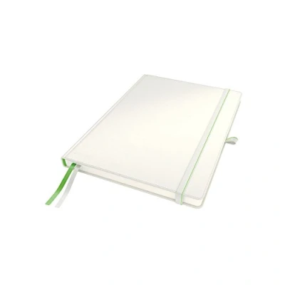 Image of Leitz A4 Hard Cover Notebook, White (80 Sheets, Squared Paper, with 2 Bookmarks, 100 gsm Ivory Complete Range)