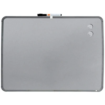 Image of Nobo Small Magnetic Whiteboard With Slim Silver Frame, Portable, Wall Mountable, Portrait Or Landscape, Integrated Hand Grips &amp; Pen Clip, 580 x 430 mm, QB05742C