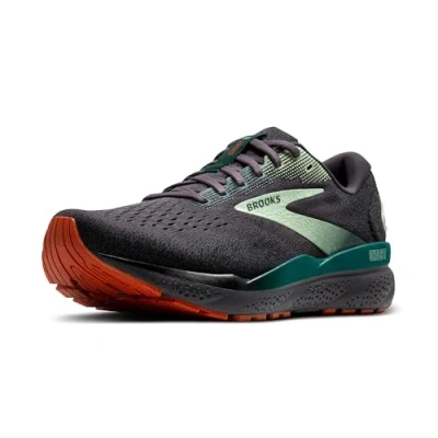 Image of Brooks Men’s Ghost 16 Neutral Running Shoe, Blackened Pearl/June Bug/Green, 7 UK
