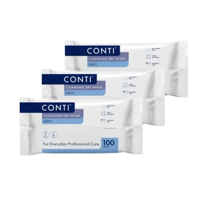 Image of Conti Soft Large Patient Cleansing Dry Wipes (3 Packs of 100 Wipes)