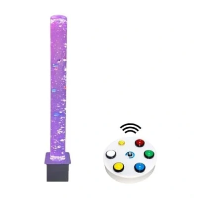 Image of Playlearn 120cm LED Colour Changing Sensory Bubble Tube Fish Lamp with Remote Button Controller Mood Tower Creates Relaxing Calming Visual Effect for Office, Kid&#039;s Living Room