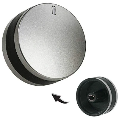 Image of Spares2go Control Dial Switch Knob for Lamona 450002486 LAM3200 LAM3204 LAM3401 Oven Cooker 40 mm Plastic (Silver/Black)