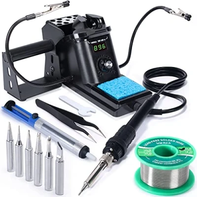 Image of YIHUA 926 III 60W Digital Soldering Iron Station, with 2 Helping Hands, 194ºF 896ºF Adjustable Precise Temp, C/ºF Switch, Sleep &amp; Calibration Functions + 6 Extra Solder Tips, Sucker &amp;Tweezers