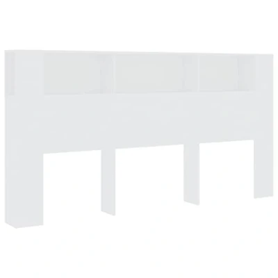 Image of vidaXL Headboard Cabinet Home Indoor Bedroom Bookcase Wooden Storage Bed Backboard Footboard Furniture Accessory White