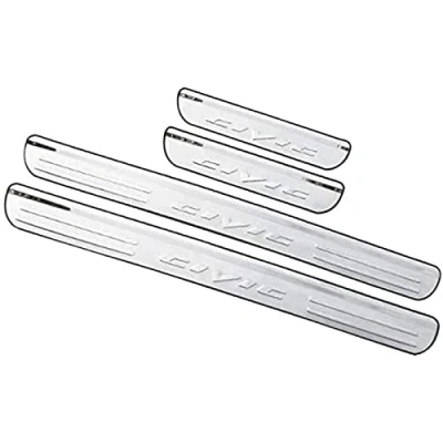 Image of 4 pcs Car Door Sill Protector Strips for Hon da Civic 2006 2018, Stainless Steel Auto Threshold Kick Plates Pedal Body Styling Decoration Accessory