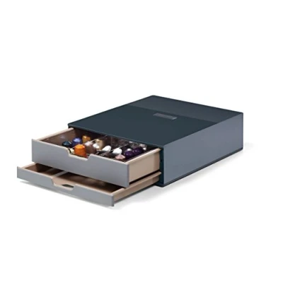 Image of Durable Coffee Point Storage Box 2 Drawer Set with Draw Insert Ideal for Pod Capsuals and Tea Bags Charcoal / Anthracite Grey