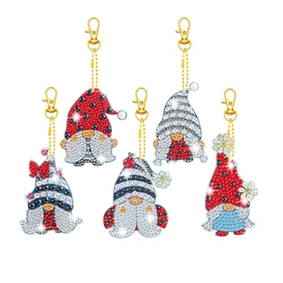 Image of DIY Mosaic Keychains Special Shaped Drill Cartoon Diamonds Key Ring Double Side Art Crafts Crystal Handmade Bag Decoration