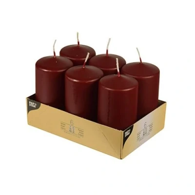 Image of PAPSTAR 6 Pillar Candles Diameter 60 mm 115 Bordeaux