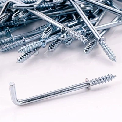 Image of 50x Zinc Plated Shouldered Dresser Cup Hooks 2&quot; Square L Shape Screw in