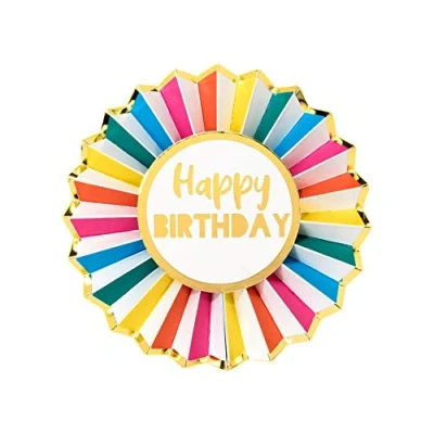 Image of Talking Tables Happy Birthday Badge With Shiny Gold Foil 12cm, RBBADGE