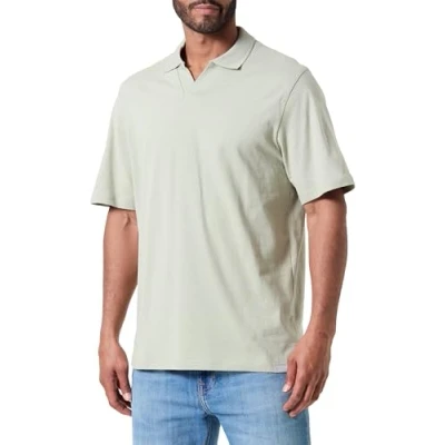 Image of JACK &amp; JONES Men&#039;s Jcocollective Label Polo Ss Shirt, Desert Sage, XL