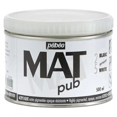 Image of PEBEO Mat Pub 500ml Permanent White, 257025