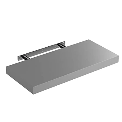 Image of CASARIA® 110cmx23cm Matt Grey Floating Shelf Including Bracket Wall Shelving Living Room Kitchen Bedroom Office 38mm Thick Hidden Fixing 15kg Capacity MDF