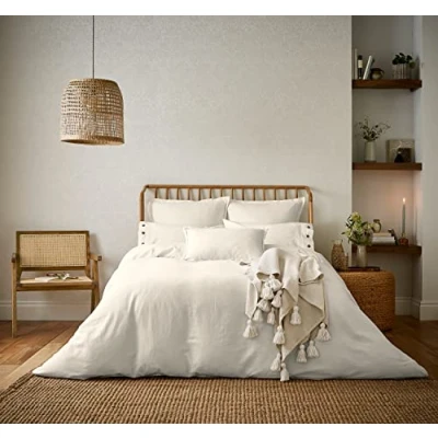 Image of PURE LINEN COTTON DUVET COVER WHITE