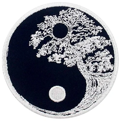 Image of ZEGIN Buddhist Zen Yin Yang Tree Patch Embroidered Applique Badge Iron On Sew Emblem