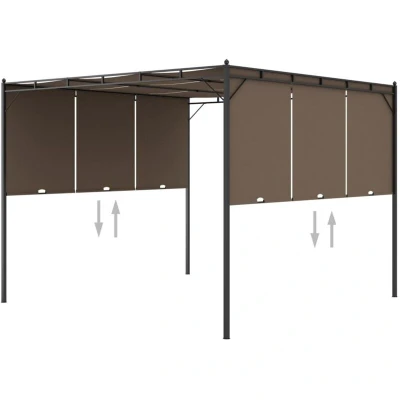 Image of vidaXL Garden Gazebo with Side Curtain 3x3x2.25 m Taupe