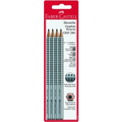 Image of Faber Castell Grip 2001 117198 Pencils Assorted Pack of 4